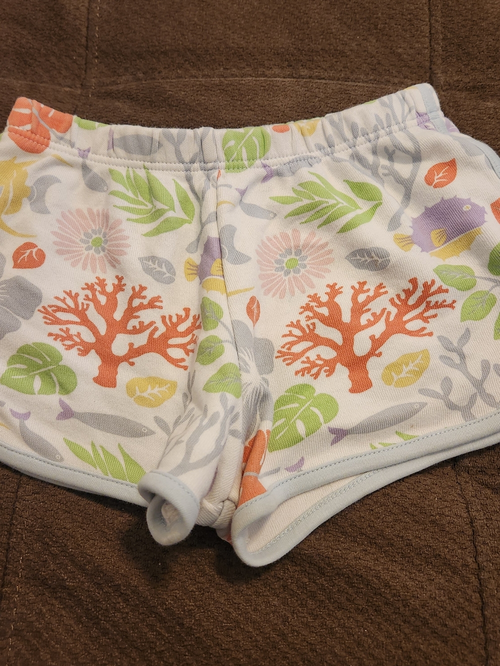 The Beaufort Bonnet Company White Floral & Coral Print Shorts 18/24